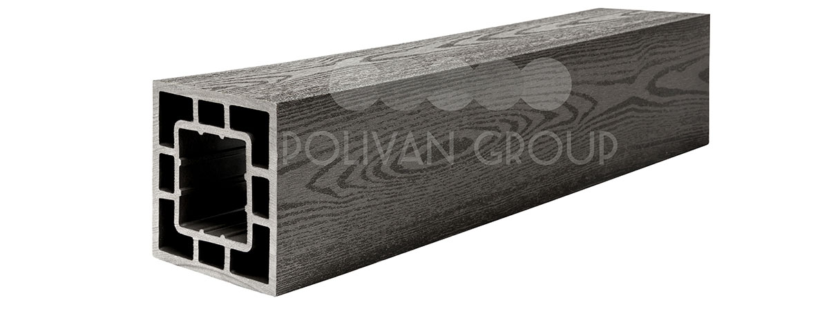 Polivan Group Столб опорный ДПК (текстура дерева или 3D фактура мелкой полоски) цвет черный
