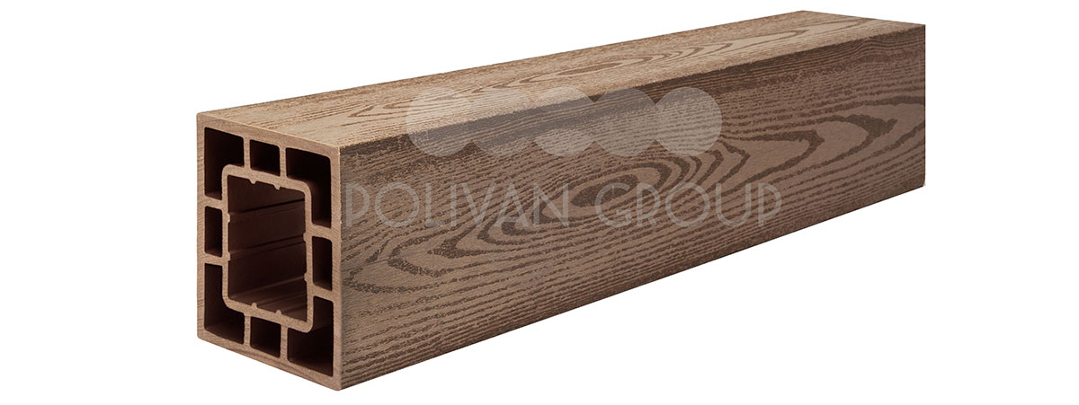 Polivan Group Столб опорный ДПК (текстура дерева или 3D фактура мелкой полоски) цвет светло-коричневый